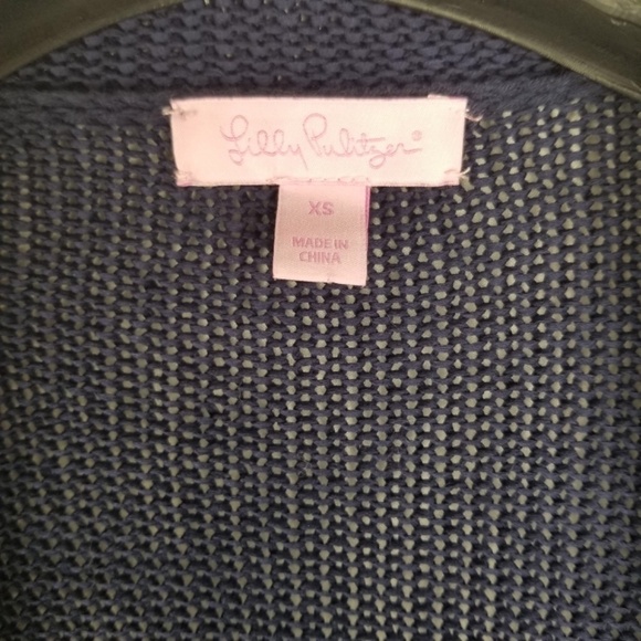 Lilly Pulitzer- Womens XS  Light Navy Harbour Short Sleeve Cardigan Sweater - Picture 5 of 9